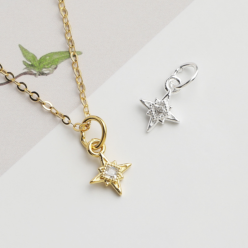 Jewelry Making In La - 925 Silber Nordstern-Charm Quadratischer CZ-Anhänger 925