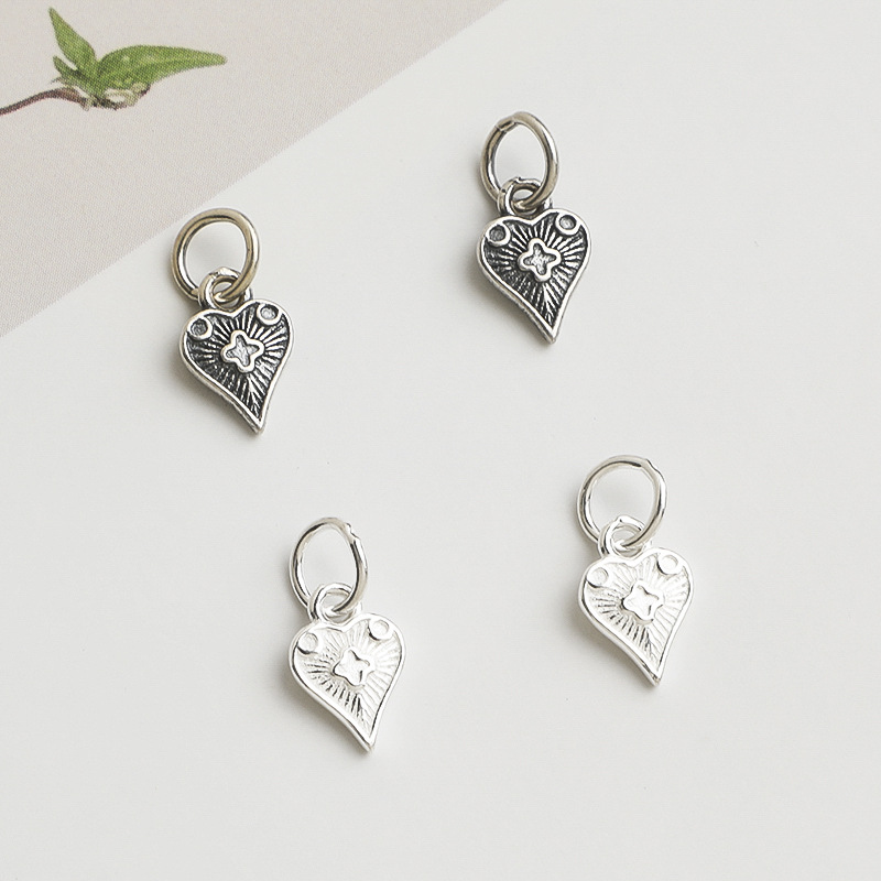 Jewelry Making In La - 925 Silberanhänger Herz-Charms im Vintage-Stil Heiliges